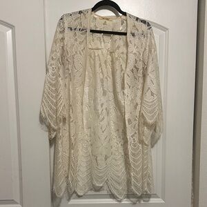Miami Beige Lace Duster Cardigan